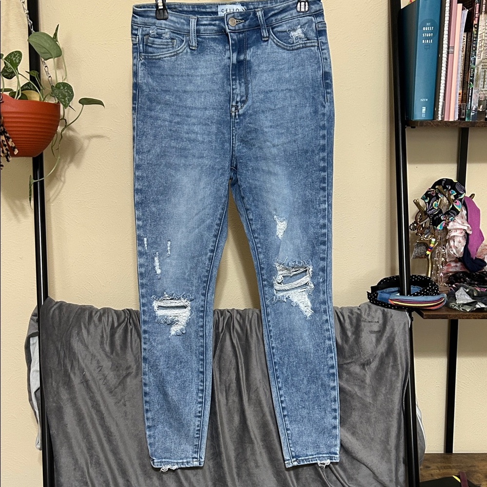 Cello Women's Light Blue Distressed Skinny Jeans